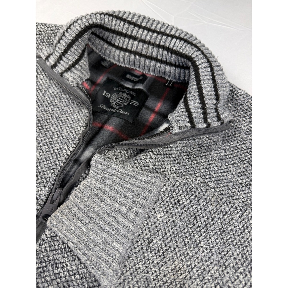 Buffalo David Bitton Mens Gray Full Zip Fleece Lined Sweater Jacket Size M